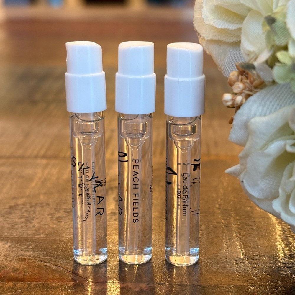NEW Skylar PEACH 🍑 FIELDS Fragrance SPRAY Sample TRIO! - Picture 2 of 5